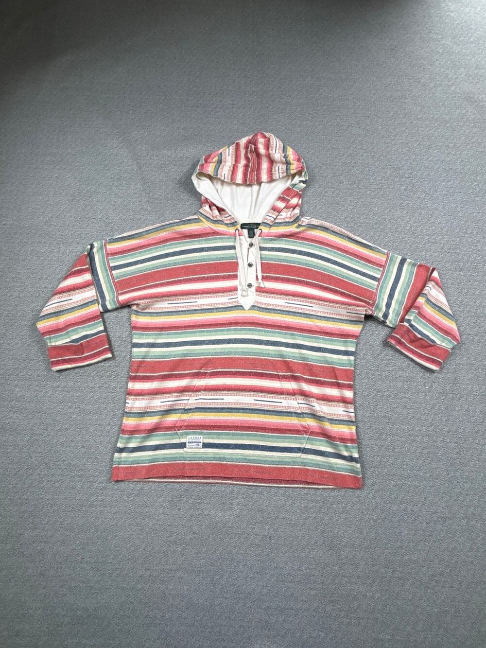 Lauren Jeans Co Ralph Lauren Half Sleeve Striped Hoodie Indie Sleaze Boho Retro
